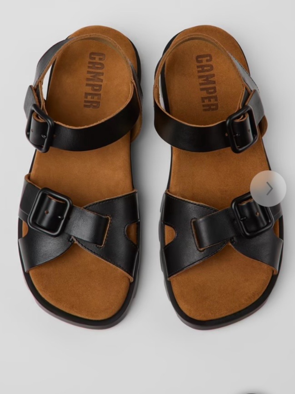 Camper Brutus Black Leather Buckle Sandals